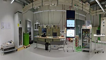 Power systems laboratory with grid integration and microgrid testing equipment