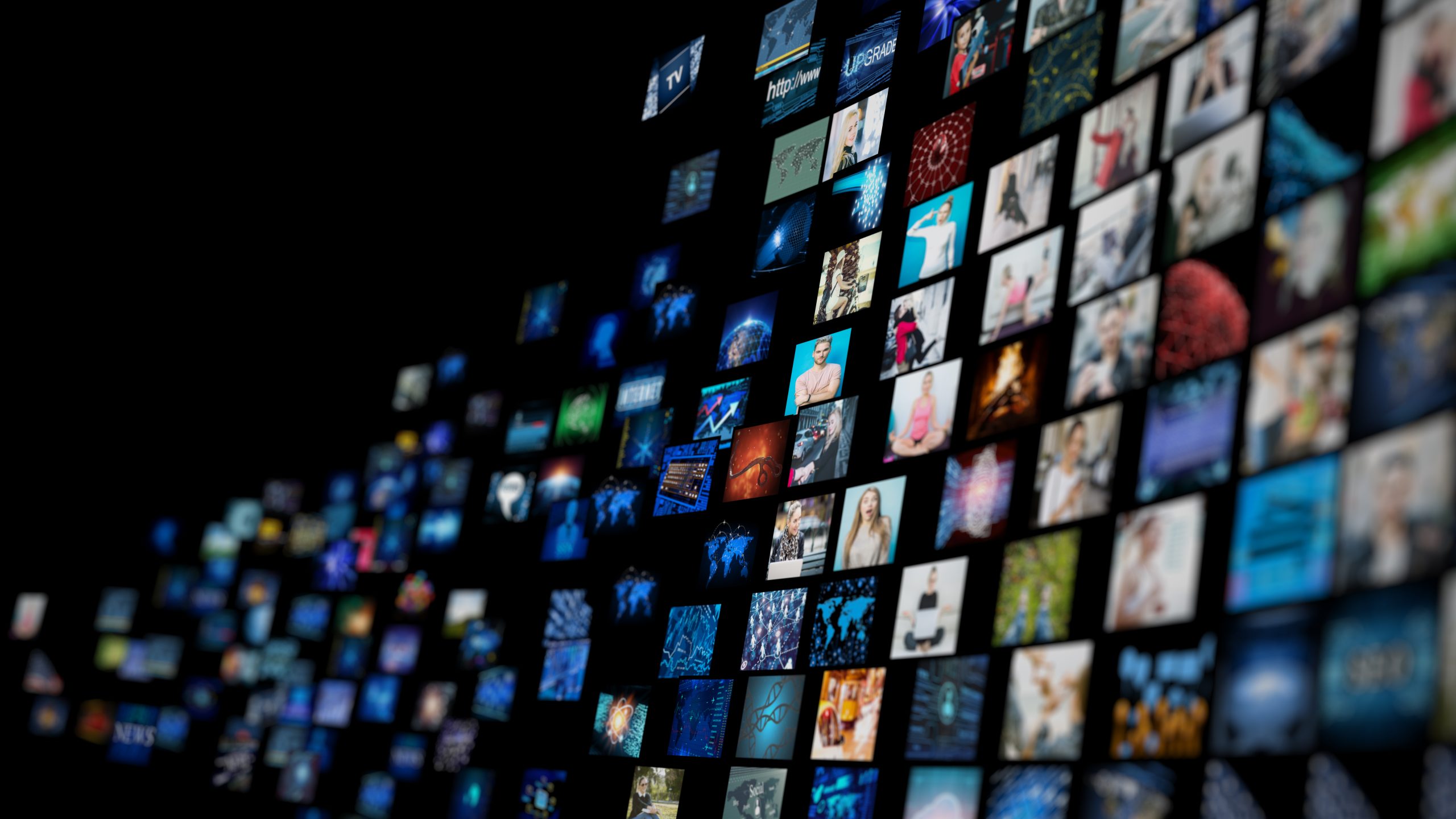 Digital media wall displaying connected multimedia and communication networks