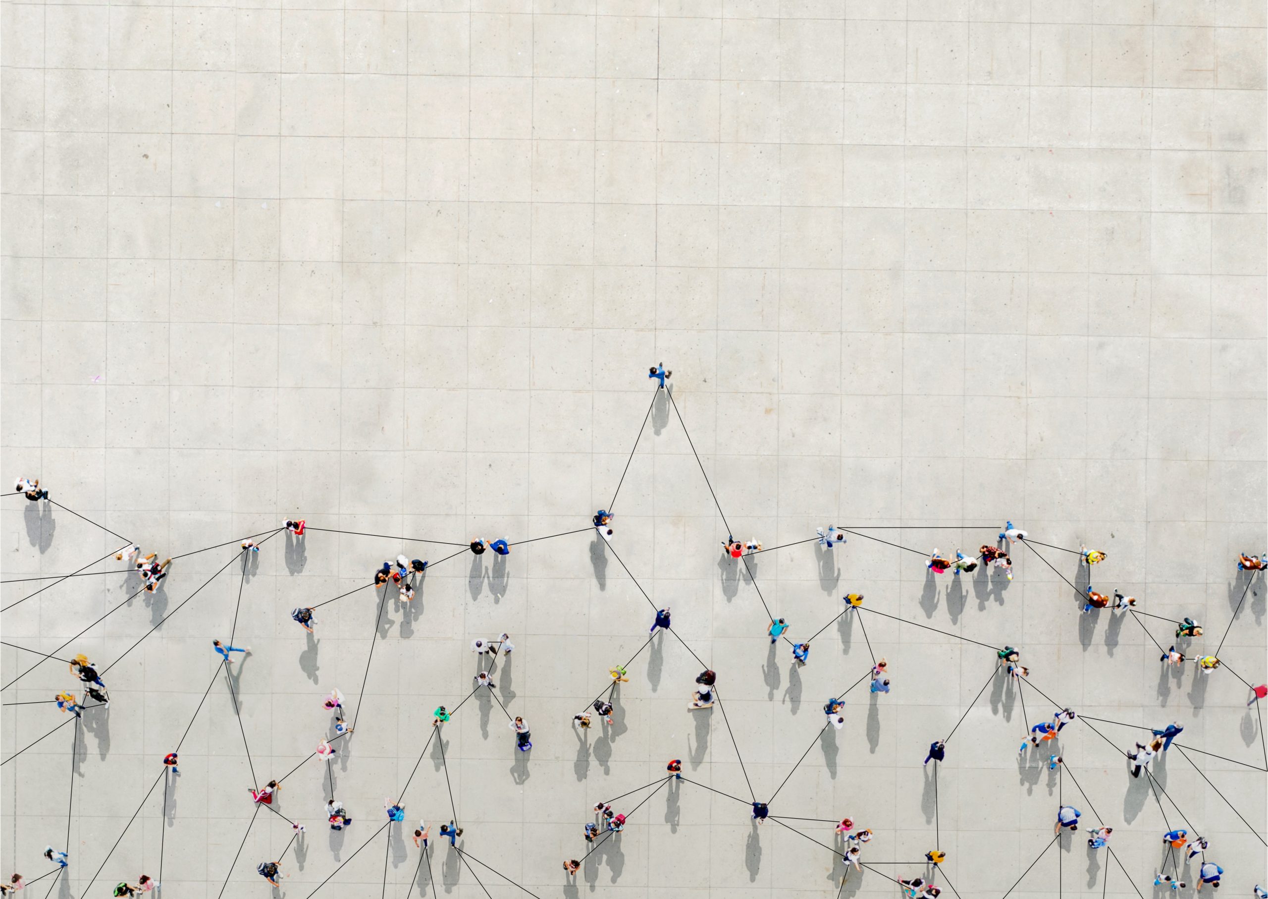 Connected people network representing collaboration and social innovation