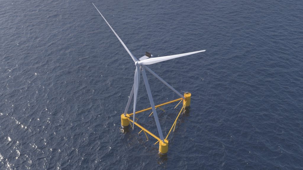 Digital model of a floating wind platform for the PlemCat project, promoted by IREC as a benchmark for offshore innovation.
