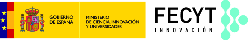 Logos of the Government of Spain, the Ministry of Science, Innovation and Universities, and FECYT, acknowledging institutional support and funding for the project.