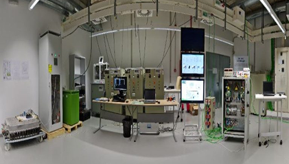 Power systems laboratory with grid integration and microgrid testing equipment